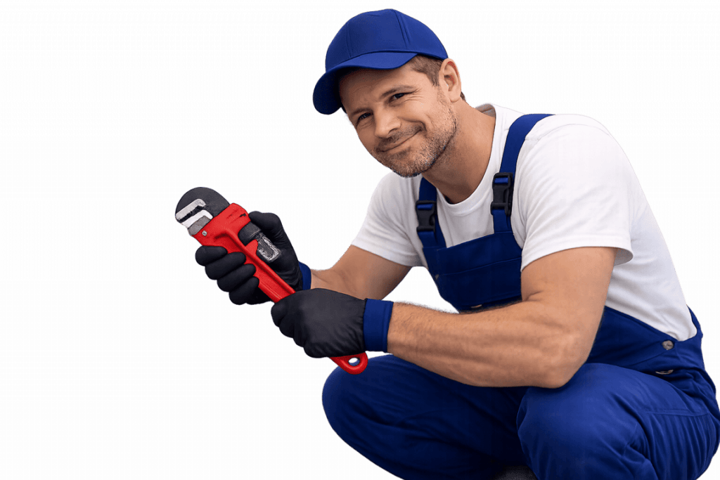 Sanitär Hartmann Notdienst - Rohrreinigung, Rohrbruch, Wasserschaden - Handwerker mit Werkzeug